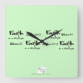 Decorable Inspiration: "Faith is a Lifestyle" Big スクエア壁時計