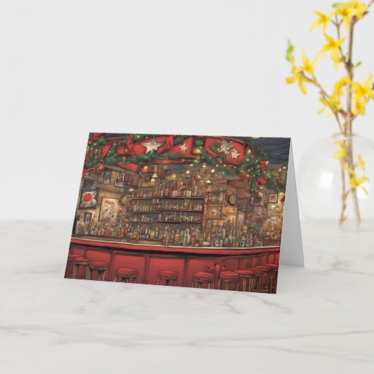 Decorated Bar at Christmas time customer  カード (黄色い花)