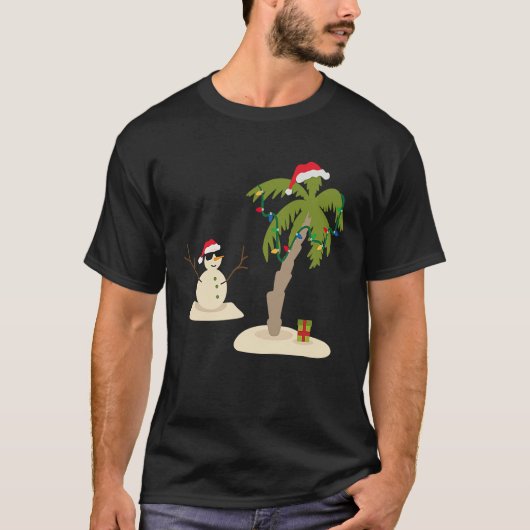 Decorated Christmas Palm Tree Tropical Xmas Coconu Tシャツ (正面)
