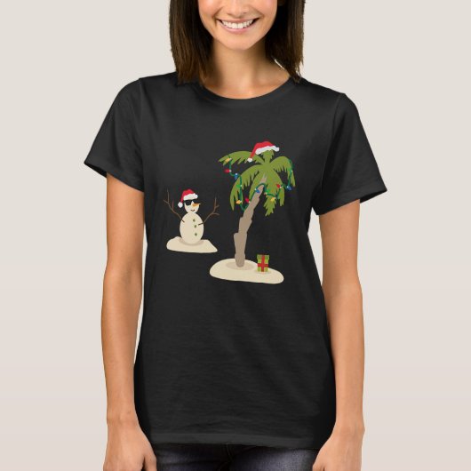 Decorated Christmas Palm Tree Tropical Xmas Coconu Tシャツ (正面)