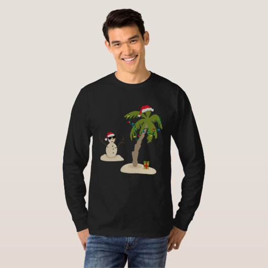 Decorated Christmas Palm Tree Tropical Xmas Coconu Tシャツ (正面フル)