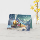 Decorated Holiday Train with Added Photo カード (黄色い花)