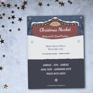 Decorated Wooden Sign - Christmas Market Flyer チラシ