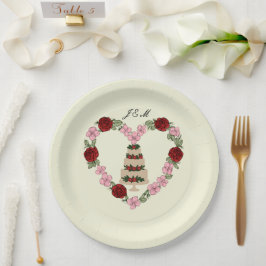 Décoration de gâteau crème en forme de cœur  ペーパープレート