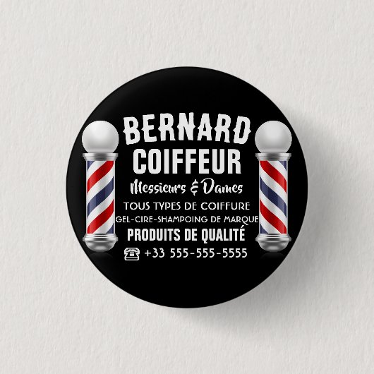Décoration de salon de coiffure 缶バッジ (正面)