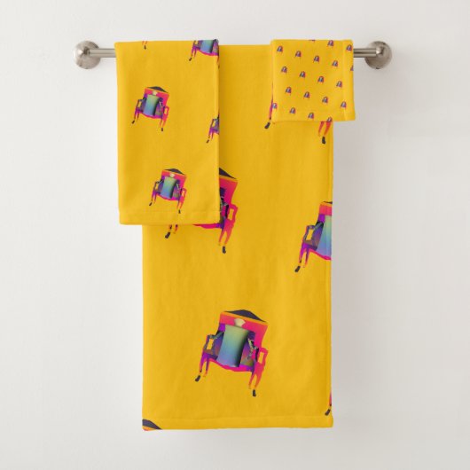 Decorative  Abstract Chair Diagonal Yellow  バスタオルセット (インサイチュ)