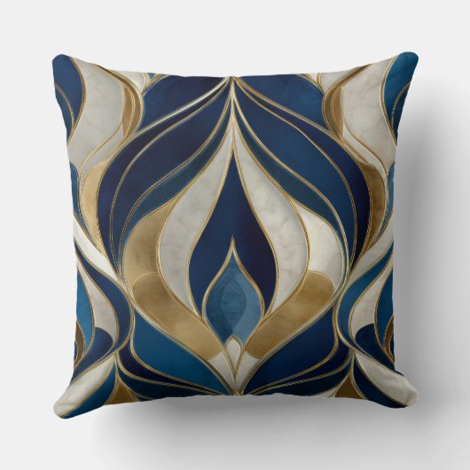 Decorative Art Deco Pattern Throw Pillow クッション (裏面)