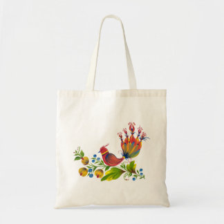 Decorative Bird with Flowers & Berries トートバッグ