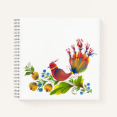Decorative Bird with Flowers & Berries ノートブック (正面)