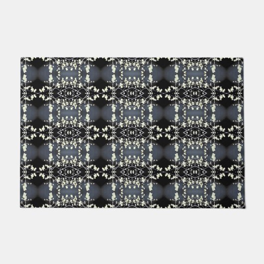 Decorative black and white pattern ドアマット (正面)