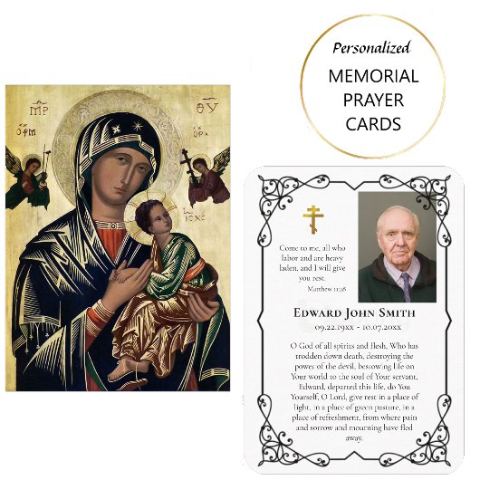 Decorative Black Frame Photo Funeral Prayer Card プレイスカード