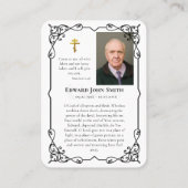 Decorative Black Frame Photo Funeral Prayer Card プレイスカード (裏面)