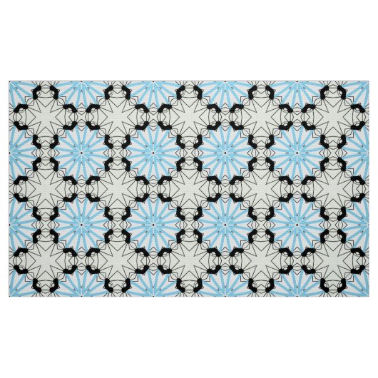 Decorative blue and black geometric pattern ファブリック (ファットクウォーター)