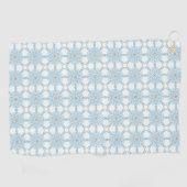 Decorative blue geometric floral patterned  ゴルフタオル (横)