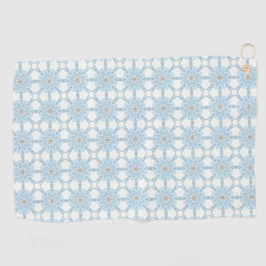 Decorative blue geometric floral patterned  ゴルフタオル (横)