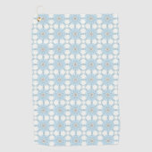 Decorative blue geometric floral patterned  ゴルフタオル (正面)