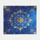 Decorative Blue Gold Fleece Blanket フリースブランケット (正面(横))