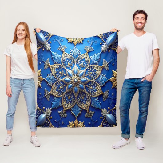 Decorative Blue Gold Fleece Blanket フリースブランケット (インサイチュ)