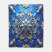 Decorative Blue Gold Fleece Blanket フリースブランケット (正面)
