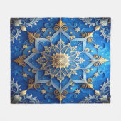Decorative Blue Gold Fleece Blanket フリースブランケット (正面(横))