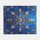 Decorative Blue Gold Fleece Blanket フリースブランケット (正面(横))