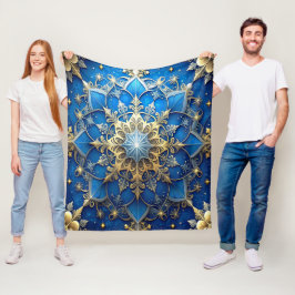 Decorative Blue Gold Fleece Blanket フリースブランケット