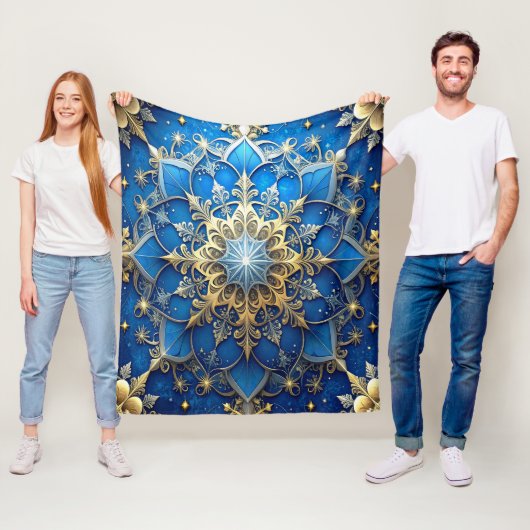 Decorative Blue Gold Fleece Blanket フリースブランケット (インサイチュ)