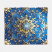 Decorative Blue Gold Fleece Blanket フリースブランケット (正面(横))