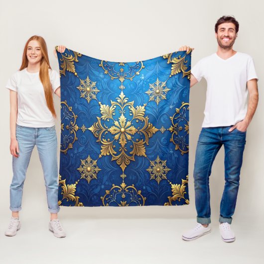 Decorative Blue Gold Fleece Blanket フリースブランケット (インサイチュ)