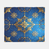 Decorative Blue Gold Fleece Blanket フリースブランケット (正面(横))