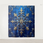 Decorative Blue Gold Holiday Backdrop タペストリー (正面)