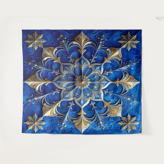 Decorative Blue Gold Holiday Backdrop タペストリー (正面(横))