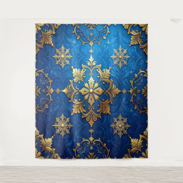 Decorative Blue Gold Holiday Backdrop タペストリー