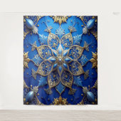 Decorative Blue Gold Holiday Backdrop タペストリー (正面)