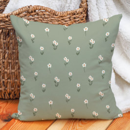 Decorative Boho Ditsy Floral Cottagecore Green クッション