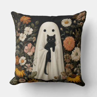 Decorative Boo Holding A Cat Throw Pillow クッション