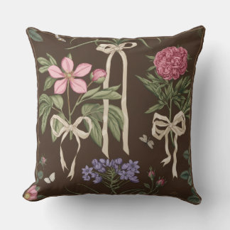 Decorative botanical Floral Bow Throw Pillow クッション