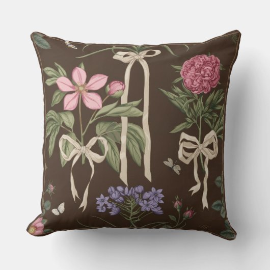Decorative botanical Floral Bow Throw Pillow クッション (正面)