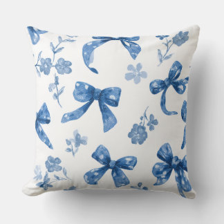 Decorative Bow and Flowers Throw Pillow クッション