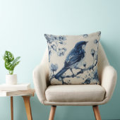 Decorative Chinoiserie Bird Flowers Throw Pillow クッション (椅子)