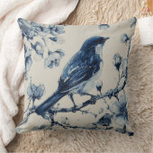 Decorative Chinoiserie Bird Flowers Throw Pillow クッション (ブランケット)