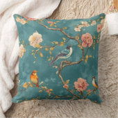 Decorative Chinoiserie Bird Pattern Throw Pillow クッション (ブランケット)