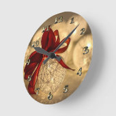Decorative Christmas Ball and Bow ラウンド壁時計 (傾斜)
