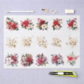 Decorative Christmas Florals For Shell Decoupage 薄葉紙 (クラフト)