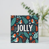Decorative Christmas holly berries and robins シーズンカード (スタンド正面)