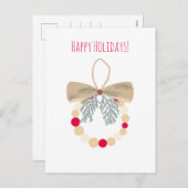 Decorative Christmas wreath with natural elements シーズンポストカード (正面/裏面)
