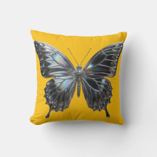 Decorative cushion with elegant silver butterfly  クッション