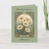 Decorative Daisy Bloom Art Nouveau Botanical カード (正面)