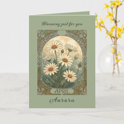 Decorative Daisy Bloom Art Nouveau Botanical カード (黄色い花)