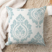 Decorative Damask Art I 2Way Duck Egg Blue+White クッション (ブランケット)
